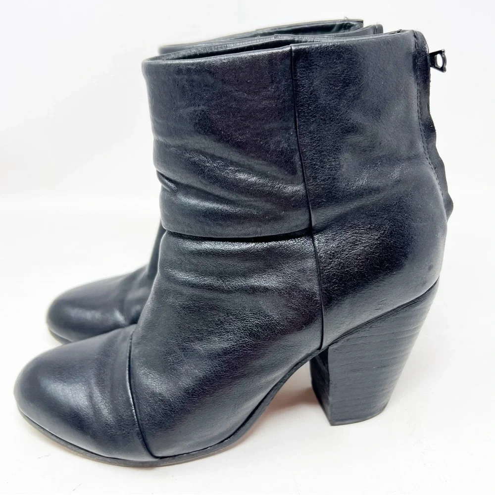 RAG & BONE NEWBURY BLACK LEATHER ANKLE BOOTS WOMENS SZ 9
